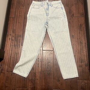 Striped Light Blue Jeans mom jeans